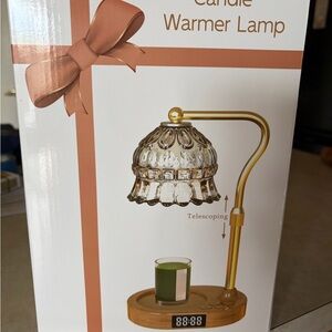 Luxurious Gold Candle Warmer Lamp with Glass Shade